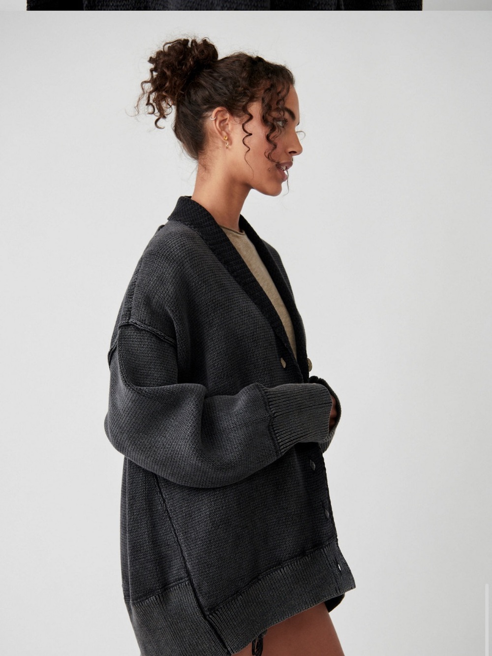 Free People Chamomile Cardigan in Shade Charcoal